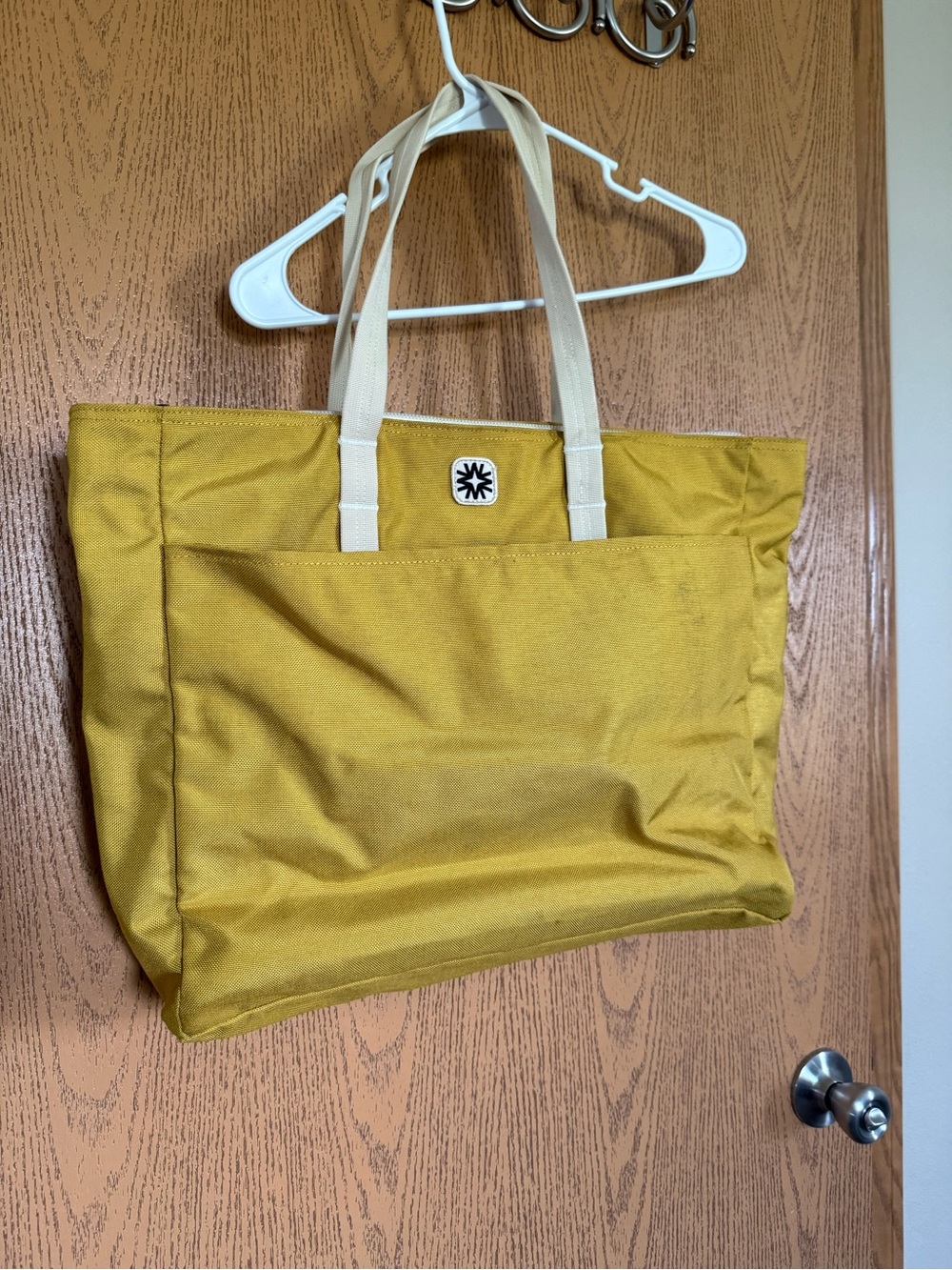 Walker family goods Canvas Tote Bag with Ivory Handles - Yellow